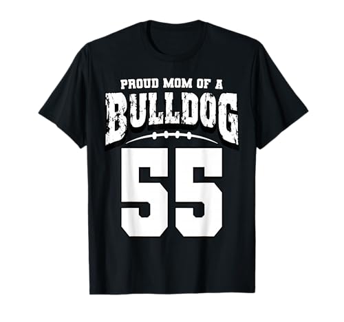 Stolze Bulldoggenfußball-Mama von Player 55 T-Shirt Stolze Bulldoggenfußball-Mama von Player 55 T-Shirt von Cheering For Your Bulldogs