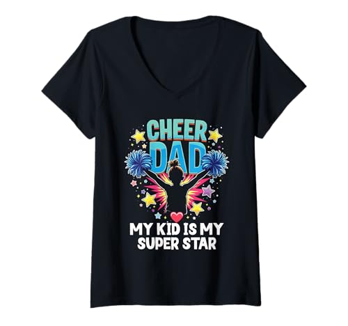 Damen Cheer Dad Cheerleader Cheer Squad Cheerleading T-Shirt mit V-Ausschnitt Damen Cheer Dad Cheerleader Cheer Squad Cheerleading T-Shirt mit V-Ausschnitt von Cheerleader Cheerleading Cheer Dad