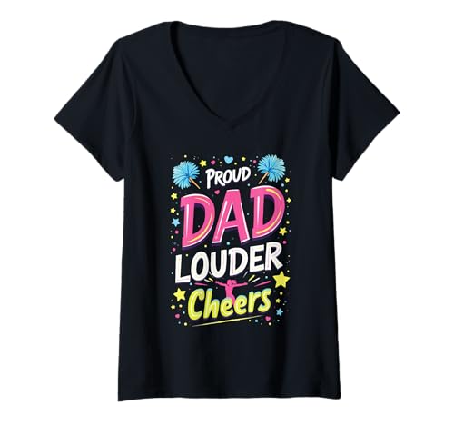 Damen Cheer Dad Cheerleader Cheer Squad Cheerleading T-Shirt mit V-Ausschnitt Damen Cheer Dad Cheerleader Cheer Squad Cheerleading T-Shirt mit V-Ausschnitt von Cheerleader Cheerleading Cheer Dad