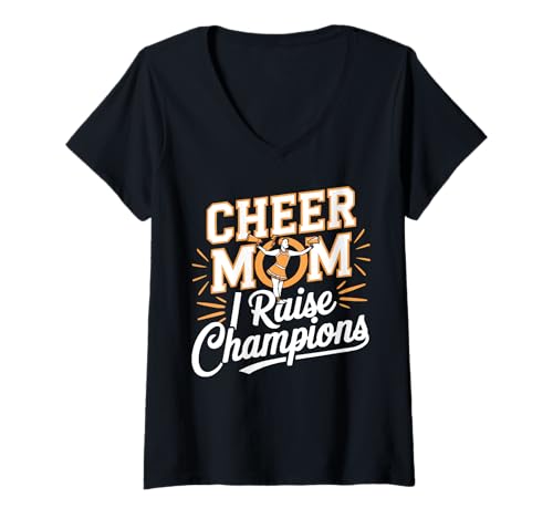 Damen Cheer Mama Cheerleader Cheer Squad Cheerleading T-Shirt mit V-Ausschnitt von Cheerleader Cheerleading Cheer Mom