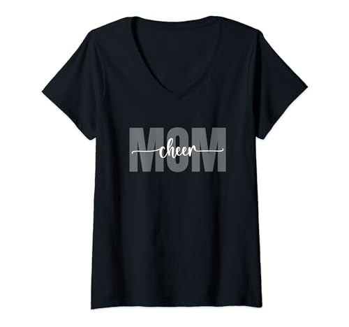 Damen Cheer Mom Cheerleading T-Shirt mit V-Ausschnitt von Cheerleader Gray Cheer Mom Shirts for Women