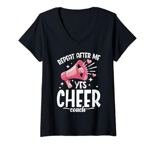 Damen Cheerleading Zubehör für den stolzen Cheerleader Trainer T-Shirt mit V-Ausschnitt von Cheerleader Outfit - Cheerleader Training Zubehör