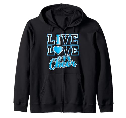 Live Love Cheer Coquette Blue I Love Cheer Bow Sport für Mädchen Kapuzenjacke Live Love Cheer Coquette Blue I Love Cheer Bow Sport für Mädchen Kapuzenjacke von Cheerleader Sport Team Bow Cheer Squad Girls Gifts