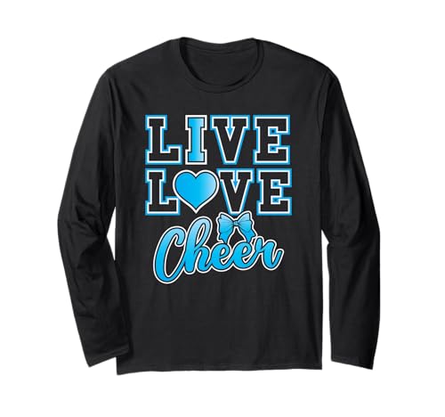 Live Love Cheer Coquette Blue I Love Cheer Bow Sport für Mädchen Langarmshirt Live Love Cheer Coquette Blue I Love Cheer Bow Sport für Mädchen Langarmshirt von Cheerleader Sport Team Bow Cheer Squad Girls Gifts