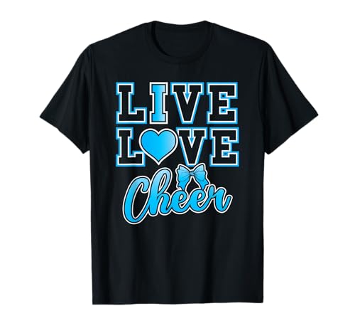 Live Love Cheer Coquette Blue I Love Cheer Bow Sport für Mädchen T-Shirt Live Love Cheer Coquette Blue I Love Cheer Bow Sport für Mädchen T-Shirt von Cheerleader Sport Team Bow Cheer Squad Girls Gifts