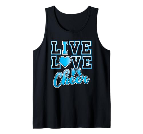 Live Love Cheer Coquette Blue I Love Cheer Bow Sport für Mädchen Tank Top Live Love Cheer Coquette Blue I Love Cheer Bow Sport für Mädchen Tank Top von Cheerleader Sport Team Bow Cheer Squad Girls Gifts