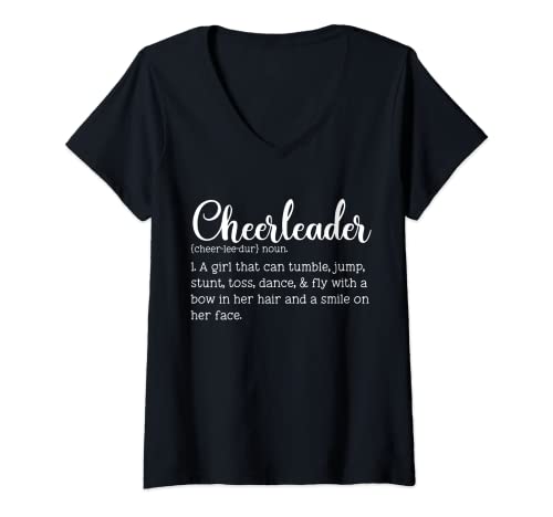 Damen Cheerleader Trikot Cheerleading Squad Go Team Cheerlead T-Shirt mit V-Ausschnitt von Cheerleading T Shirts Cheer Squad Leader Tees Team