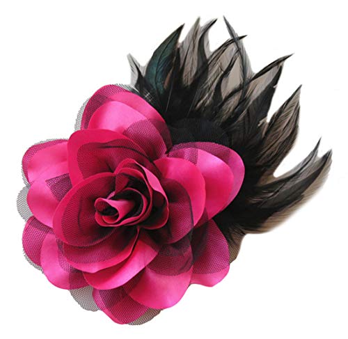 Cheerlife Ansteckrose Haarblume mit Schnabelspange Haarklipp Haarschmuck Haarspangen Ansteckblume Brosche für Frauen Herren Pink von Cheerlife