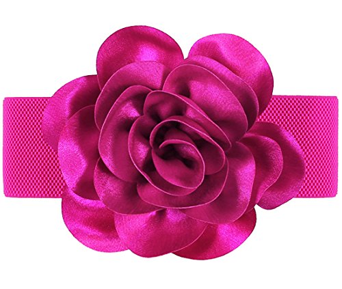 Cheerlife Damen Blume Gürtel Breiter Gürtel Elastisches Stoff Gürtel Belt Hüftgurt Taillengürtel Kleidgürtel Pink von Cheerlife