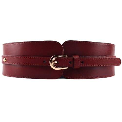 Cheerlife Damen Gürtel Echt Leder 6cm Breiter Hüftgürtel Vintage Taillengürtel (Rot) von Cheerlife