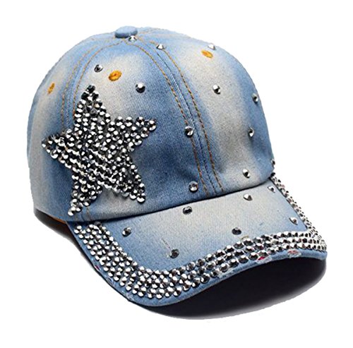 Cheerlife Damen Jeans Baseball Cap Mütze Kappe mit Strass Schriftzug und Glitzer Hip Hop Hut 10 von Cheerlife