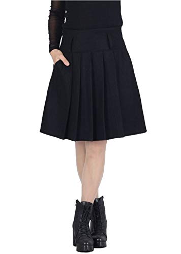 Cheerlife Damen Kariert Röcke Faltenröcke Minirock Wollrock Mädchen Heiß Schule Rock kurz Skirt Herbst Winter 13 1.Schwarz von Cheerlife