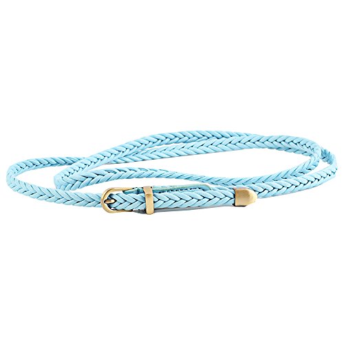 Cheerlife Damen Schmaler Flechtgürtel 0,8cm Geflochten Gürtel Vintage Taillengürtel Kleid Belt Gürtel (Hellblau) von Cheerlife