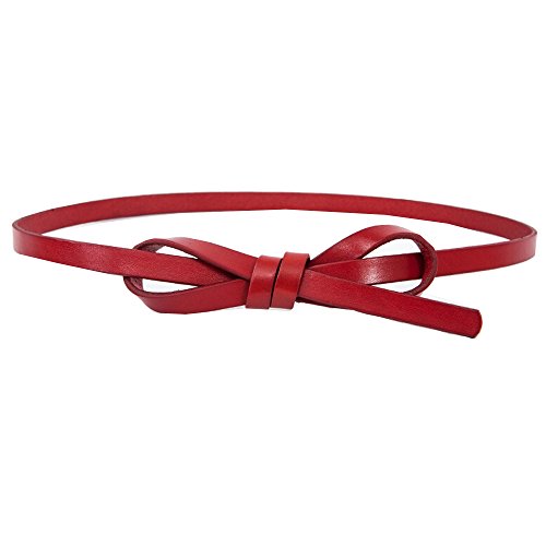 Cheerlife Damen Schmaler Gürtel Rindledergürtel modisch Taillengürtel Jeans Kleid Belt Kleidgürtel Mädchen (105cm, Weinrot) von Cheerlife