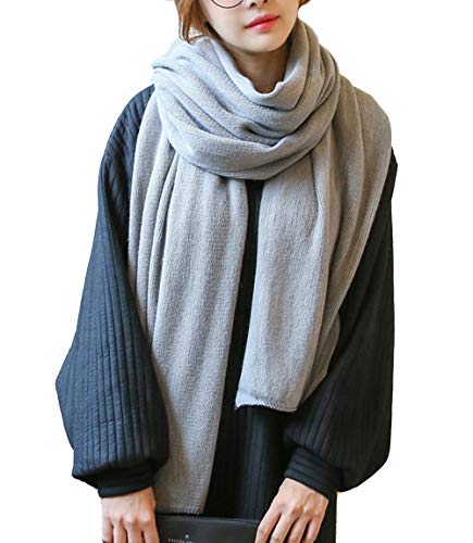 Cheerlife Damen Strickschal Lang XXL Warme Grobstrick Schal Oversize Herbst Winter 220cm x 60cm (Hellgrau) von Cheerlife