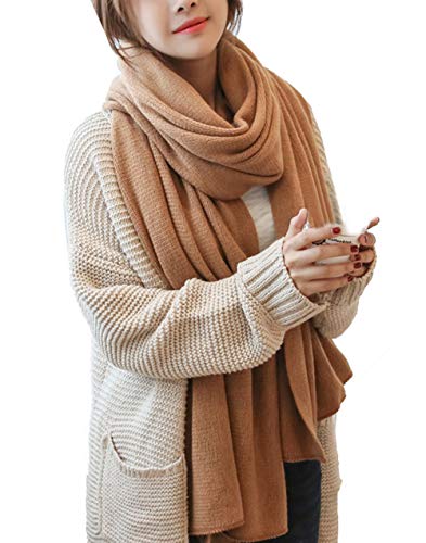 Cheerlife Damen Strickschal Lang XXL Warme Grobstrick Schal Oversize Herbst Winter 220cm x 60cm Braun von Cheerlife