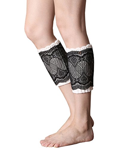 Cheerlife Damen Stulpen Doppel-Schicht Spitze und Gestrickte Socken in einem kurz Beinlinge Boot Abdeckung Stiefelsocken Beinwärmer für Winter (Weiß) von Cheerlife
