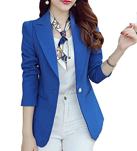 Cheerlife Damen Taillierter Blazer Basic Jacke Langen Ärmeln Business Jäckchen Party Freizeit Outwear S Blau von Cheerlife