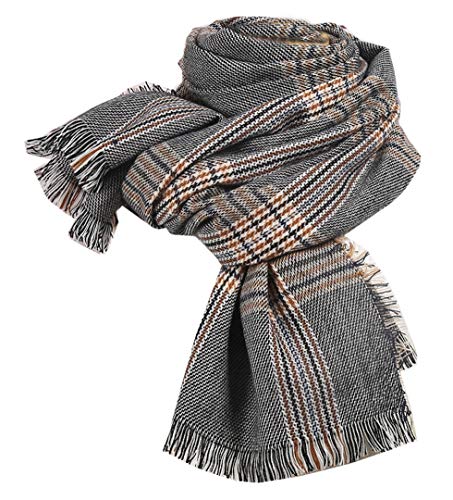 Cheerlife Damen XXL Schal Kariert übergroßer Herbstschal Winterschal Karo Tartan Streifen Plaid Muster Oversized Fransen Halstuch Poncho 200 * 80CM Blau von Cheerlife