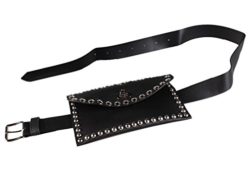 Cheerlife Gürteltasche Kleine Tasche Kunstleder Nieten Bauchtasche Taillenbeutel Hüfttasche Geldbeutel Handytasche für Frauen Mädchen Schwarz von Cheerlife