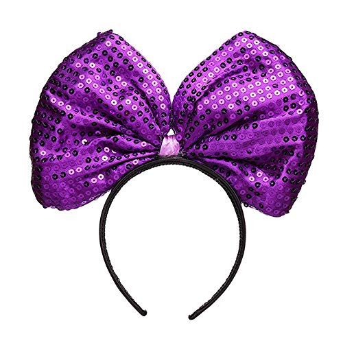 Cheerlife Haarreif Große Glitzernde Schleife, Haar Reif Haarband Kopfschmuck Karneval Halloween Weihnachten Party Kostüm für Damen Mädchen (Lila) von Cheerlife