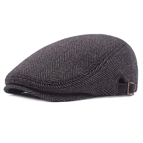 Cheerlife Schiebermütze aus Baumwolle Flatcap Schirmmütze Herrenmütze mit Schirm 55-60cm Herbst Winter Mütze (Streifen Grau) von Cheerlife