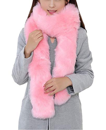 Cheerlife Warm Damen Winter Schal Pelzschal Kunstfell Kragen Fuchspelzkragen Pelzkragen 180cm * 15CM Pink von Cheerlife