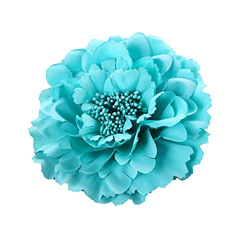 Cheerlife 2 Stück Frauen Baby Mädchen Kinder Blumen Ansteckblume Haarblume Haarspangen Set Schleife Haarschmuck Pfingstrose Blau von Cheerlifee