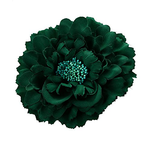 Cheerlife 2 Stück Frauen Baby Mädchen Kinder Blumen Ansteckblume Haarblume Haarspangen Set Schleife Haarschmuck Pfingstrose Dunkelgrün von Cheerlifee