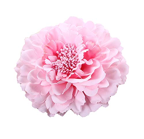 Cheerlife 2 Stück Frauen Baby Mädchen Kinder Blumen Ansteckblume Haarblume Haarspangen Set Schleife Haarschmuck Pfingstrose Hellpink von Cheerlifee