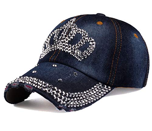 Cheerlife Damen Jeans Baseball Cap Verstellbar Baseballmütze mit Strass Kappe Glitzer Sonnenhut Hip Hop Hut für Outdoor Sport Reisen (Blau) von Cheerlifee