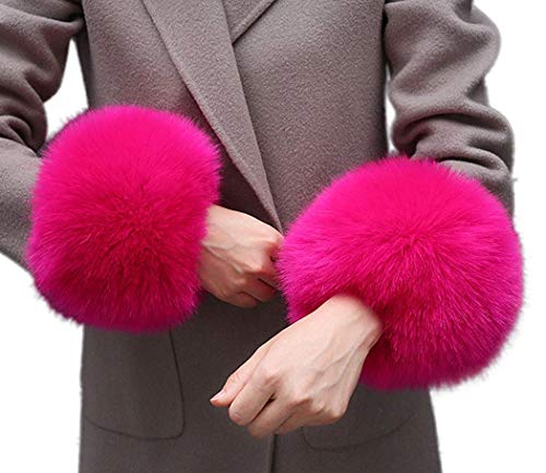Cheerlife Fell Pelz Armstulpen Stulpen Manschetten Fellstulpen Handschuhe Pulswärmer Kunstfell Pink 2 von Cheerlifee