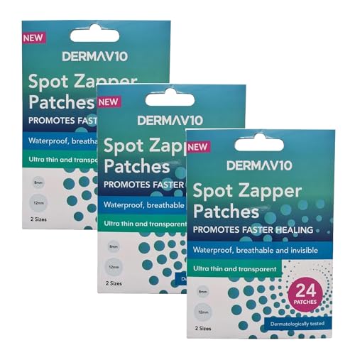 Derma V10 24 Stück Hydrokolloid Pflaster - Klare Punkte Aufkleber für Gesicht in 2 Größen - Pickel Patches Hydrokolloid für schnellere Heilung - Große Hydrokolloid Spot Patches - 3er Pack + Cheeroo Derma V10 24 Stück Hydrokolloid Pflaster - Klare Punkte Aufkleber für Gesicht in 2 Größen - Pickel Patches Hydrokolloid für schnellere Heilung - Große Hydrokolloid Spot Patches - 3er Pack + Cheeroo von Cheeroo