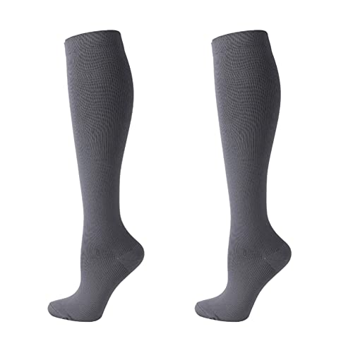 (2 Paar) Kompressionssocken für Männer und Frauen, Flight-Socken, Kompressionssocken, Laufsocken für Laufen, Shin Splints, Flight Travel-Boost Stamina, Kreislauf und Recovery (L-XL, Dunkelgrau) von Cheeroyal