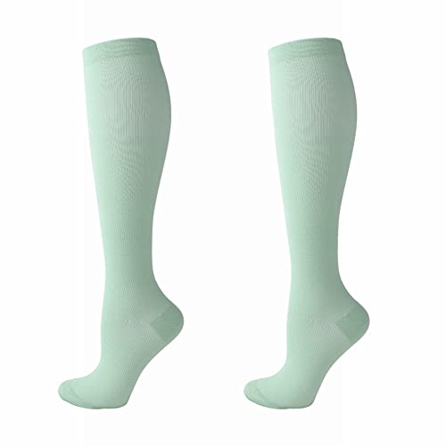 (2 Paar) Kompressionssocken für Männer und Frauen, Flight-Socken, Kompressionssocken, Laufsocken für Laufen, Shin Splints, Flight Travel-Boost Stamina, Kreislauf und Recovery (L-XL, Light Green) von Cheeroyal