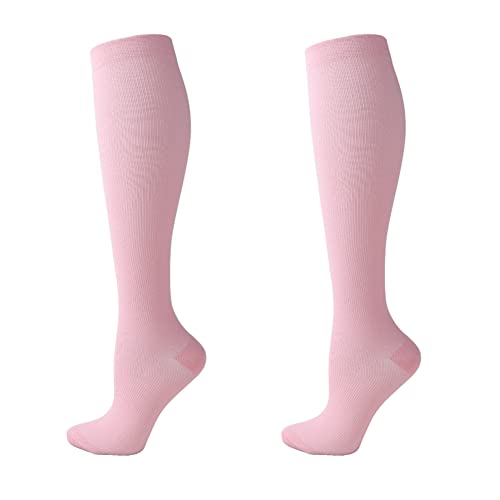 Cheeroyal (2 Paar) Kompressionssocken für Männer und Frauen, Flight-Socken, Kompressionssocken, Laufsocken für Laufen, Shin Splints, Kreislauf und Wiederherstellung (L-XL, Pink) von Cheeroyal