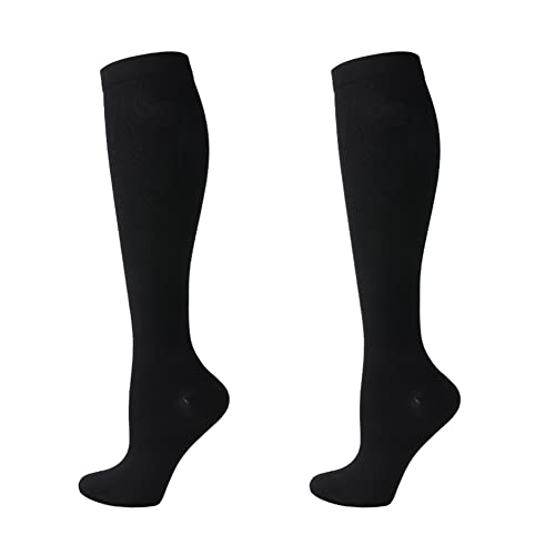 Cheeroyal (2 Paar) Kompressionssocken für Männer und Frauen, Flight-Socken, Kompressionssocken, Laufsocken für Laufen, Shin Splints, Kreislauf und Wiederherstellung (L-XL, Schwarz) von Cheeroyal