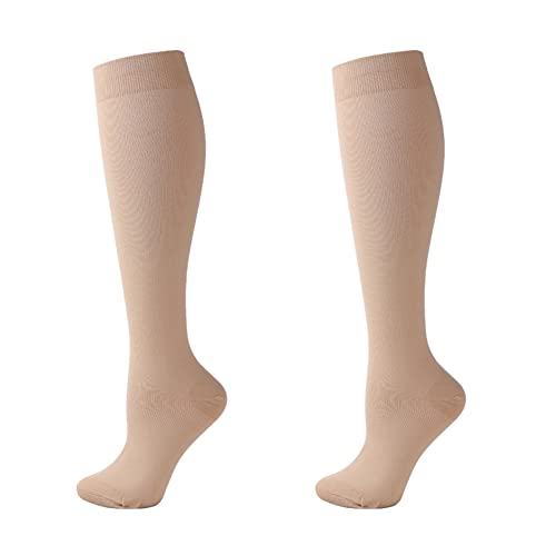 Cheeroyal (2 Paar) Kompressionssocken für Männer und Frauen, Flight-Socken, Kompressionssocken, Laufsocken für Laufen, Shin Splints, Kreislauf und Wiederherstellung (L-XL, Skin) von Cheeroyal