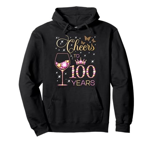 EIN Hoch auf die 100 Jahre Alten Frauen zum 100. Geburtstag Pullover Hoodie von Cheers Birthday Pink