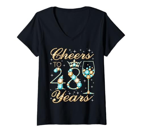Damen EIN Hoch auf die 48. Geburtstagsparty zum 48. Geburtstag, Frau, Prinzessin Königin T-Shirt mit V-Ausschnitt Damen EIN Hoch auf die 48. Geburtstagsparty zum 48. Geburtstag, Frau, Prinzessin Königin T-Shirt mit V-Ausschnitt von Cheers It's My Birthday Queen's B-Day Party