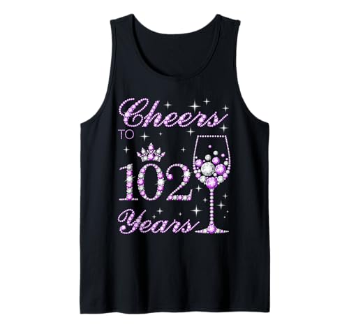 EIN Hoch auf 102 Jahre alte Frauen zum 102. Geburtstag von Purple Crown Tank Top von Cheers Purple Crown Women Birthday Tees