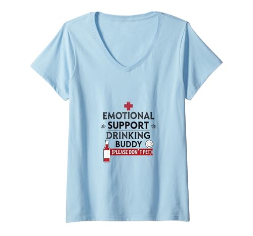 Damen Emotionale Unterstützung Trinking Buddy Lustig T-Shirt mit V-Ausschnitt Damen Emotionale Unterstützung Trinking Buddy Lustig T-Shirt mit V-Ausschnitt von Cheers and Laughs Co