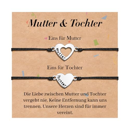 CheersLife 2 Stück Mutter Tochter Armband Set - Herz Schmuck für Mama und Tochter - Geschenk zum Geburtstag, Muttertag, Weihnachten für Mutti von CheersLife