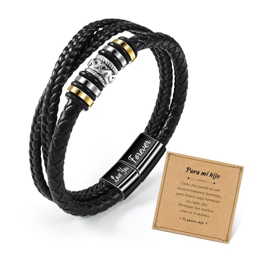 CheersLife 3 Lagen Herren Armband Leder Liebe Dich Für Immer Edelstahl Magnetverschluss Für Meinen Sohn Geschenk Armband Für Sohn An Meinen Sohn Geschenk Armbänder Für HerrenES von CheersLife