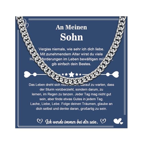 CheersLife 6mm Kette Herren An Meinen Sohn Geschenk Edelstahl Für Meinen Sohn Geschenk Für Sohn Ketten Für Herren Ketten Für Männer Weihnachtsgeschenke Geschenke Für Männer Kubanische Kette 22 Zoll von CheersLife