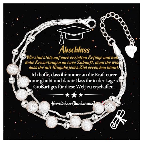 CheersLife Abschluss Geschenk Armbänder für Frauen Armband Damen 925 Silber Armband für Frauen Perle Armband Geschenke für Sie Töchter Freunde Schwestern Graduierungsarmband Weihnachten Geburtstag von CheersLife