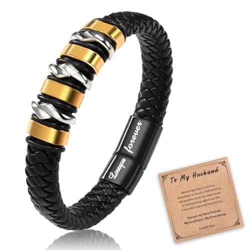 CheersLife Valentinstag Geschenke für ihn Lederarmband für Männer mit Magnetverschluss Geschenke für ihn Geburtstagsgeschenk für Männer Geschenk für Meinen Mann Geschenke für Ehemann von CheersLife