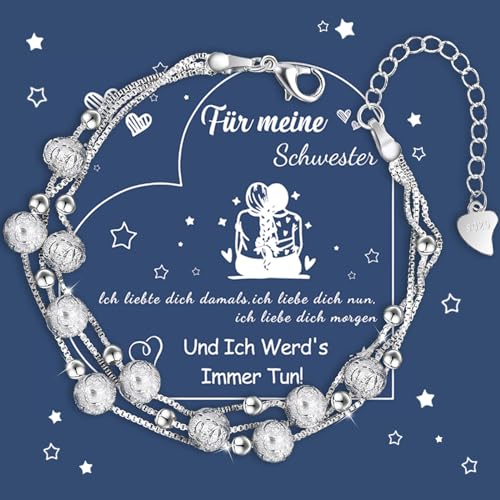 CheersLife Armband Schwester Geschenke Für Schwester Armband Silber 925 Damen Schwester Armband Geschwister Geschenke Beste Schwester Geschenke Mädchen Geschenk Für Schwester Geschenke Schwester von CheersLife