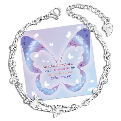 CheersLife Armband Damen Geschenke für Frauen Silberarmband Damen Geburtstagsgeschenk für Frauen Mädchen Armbander Schmetterling Armband FreundschaftsarmbäNder Weihnachtsgeschenke von CheersLife