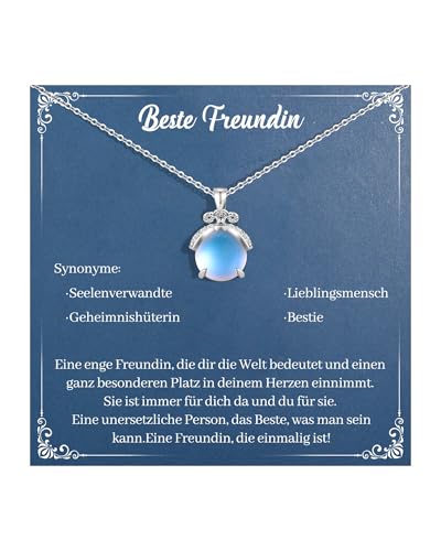 CheersLife Beste Freundin Geschenke, An Meine Beste Freundin Halskette, Mondlicht Kette Geschenke für Freundin zum Geburtstag Abschluss Einschulung Weihnachten Silber von CheersLife